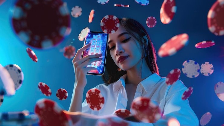 Pengguna membaca aturan bonus mobile